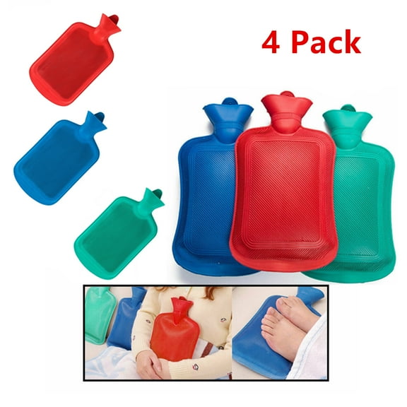 4 Pack of Hot Water Rubber Bottle Bag, Warm & Relaxing Heat, Cold Therapy (Color May Vary)