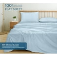 thumbnail image 4 of Royale linen 400 Thread Count 100% American Grown Cotton Flat Sheet - Cooling Sheets -Full Sheets - Luxury Sateen Weave - Full Flat Sheet Sold Separately - Blue Flat Sheet Only (Full, Caribbean Blue), 4 of 9