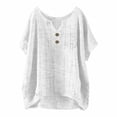 thumbnail image 3 of Linen T Shirts For Women Summer Linen Tops Flowy Tops For Women Boho Peasant Gauze Blouses Lightweight Linen Blouses For Women Oversized Linen Shirts For Women Beach Vacation Tshirts Pink 2XL, 3 of 9