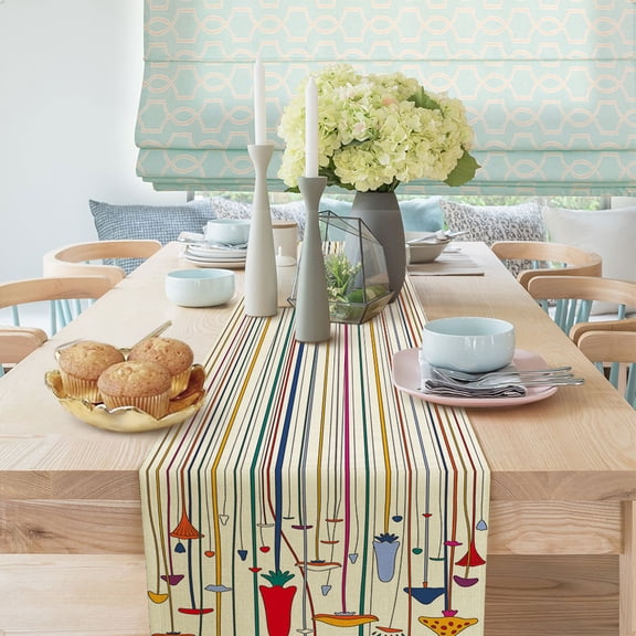 Mushroom Table Runner, Rustic Farmhouse Table Runner Colorful Dining Table Runner Decorate Your Dining, Coffee, or Party Tables for Holidays And Special Occasions