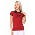 thumbnail image 4 of YEMAK Women's Meow Cat Contrast Collar Short Sleeve Pullover Sweater MK3591MEOW-RED/BLACK-S, 4 of 6
