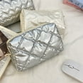 thumbnail image 4 of Portable Cute Large Capacity Multipurpose Love Bow Pattern Cosmetic Bag Sundries Storage Bag Travel Wash Makeup Bag Pencil Case SILVER GRID, 4 of 8