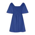 thumbnail image 5 of Fartey Dresses for Women 2025 Spring Summer Deep V Neck Knee Length Dress Elegant Bow tie Mini Dresses Fashion Casual A-Line Cocktail Dress Blue S-2XL, 5 of 7