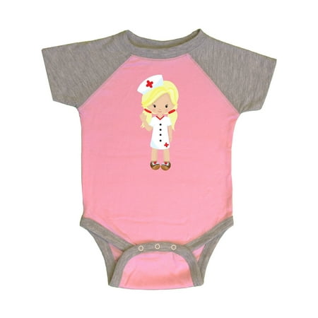 

Inktastic Cute Girl Nurse Blonde Hair Nurse Uniform Gift Baby Girl Bodysuit