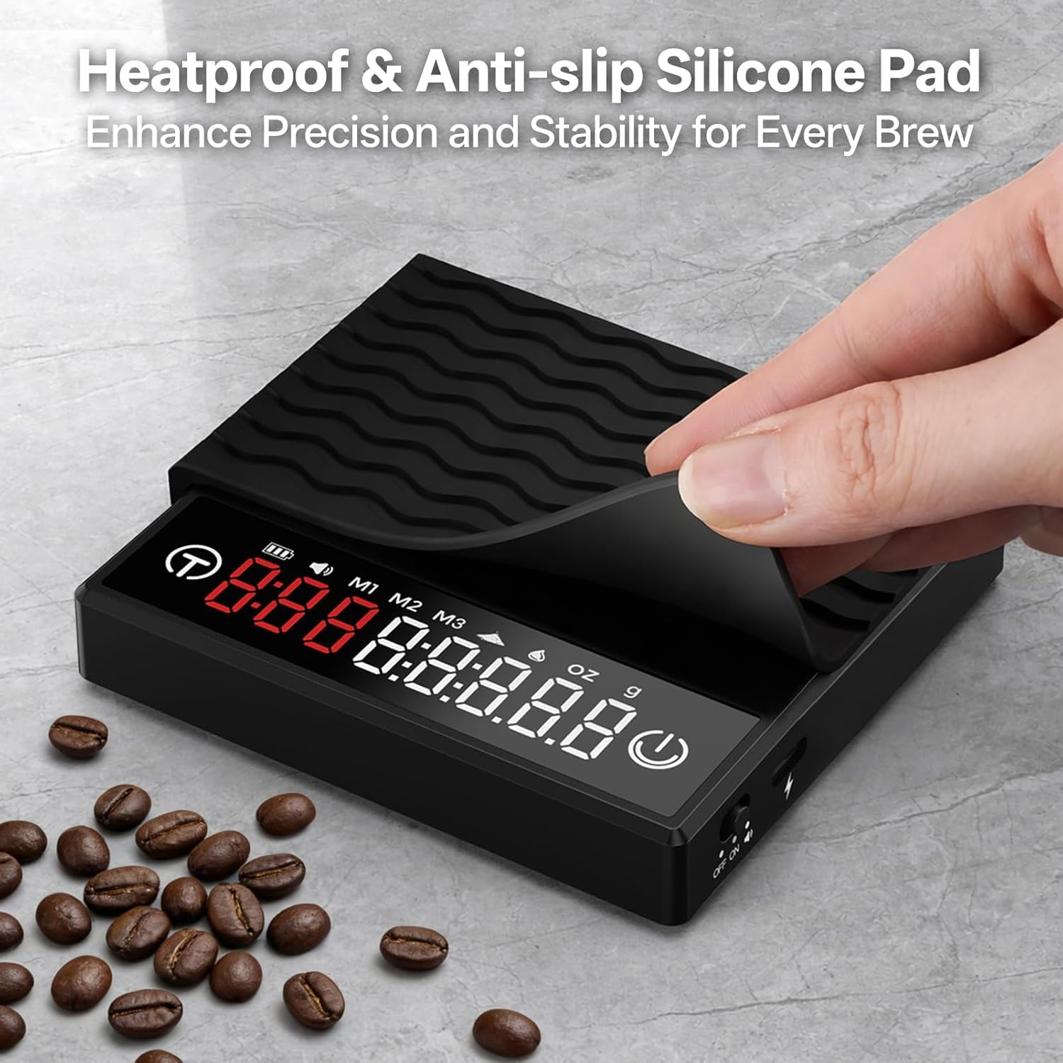 Coffee Scale with Timer, Portable Mini Espresso Scale with Manual & Auto Timer, USB-C Rechargeable, 2kg/0.1g High Precision Scale for Espresso and Pour-Over, Black