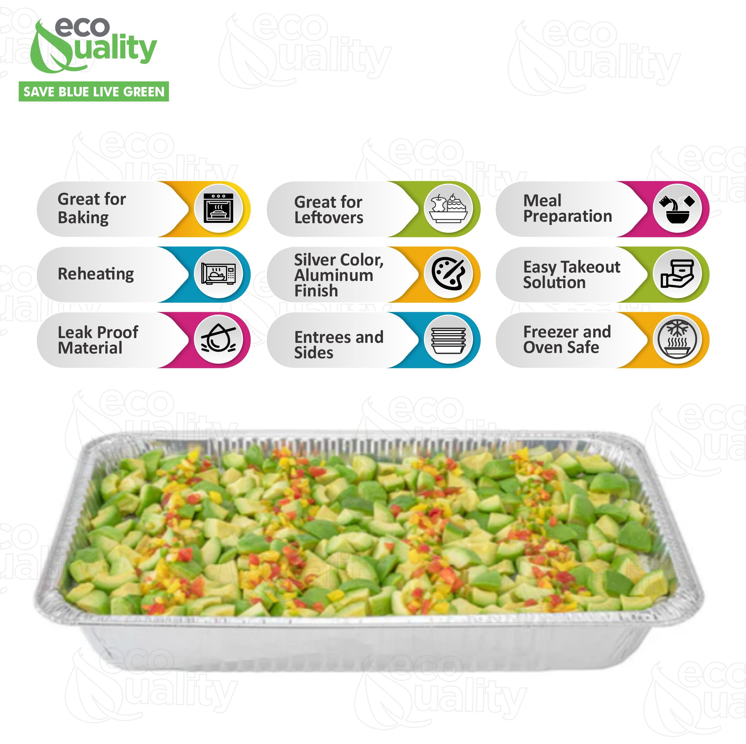 [5 Pack] Heavy Duty Full Size Deep Aluminum Pans Foil Roasting & Steam Table Pan 21x13 inch Deep Chafing Trays for Catering Disposable Large Pans for Baking Reheat Bakeware Grilling