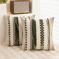 thumbnail image 4 of SUSIELADY Boho Throw Pillow Covers 18x18 Set of 2 Christmas Decorative Cushion Cases Chenille Striped Neutral Square Accent Pillowcases for Sofa Couch Bed, Dark Green, 4 of 6
