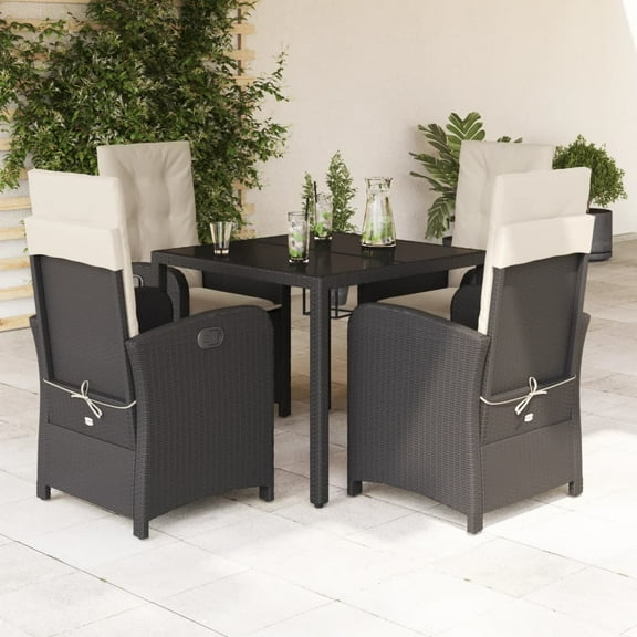 vidaXL Garden Dining Set Black