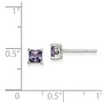 thumbnail image 3 of FB Jewels Sterling Silver Polished Purple CZ Post Earrings, 3 of 3