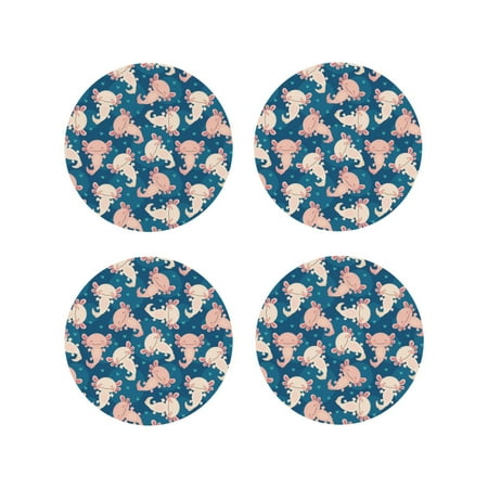 

Tideii Cute Salamander for Leather Coasters 4 Pieces Anti-fouling and Anti-scalding Decorative Coasters Suitable for Restaurants Kitchens Coffee Shops-Round Shape