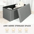 thumbnail image 4 of Folding Storage Ottoman Bench with Lid Tray 30 inches Ottoman Coffee Table Grey Cube Chair Foot Rest Stool Storage Chest for Living Room Bedroom Holds up to 550 lb, 4 of 10