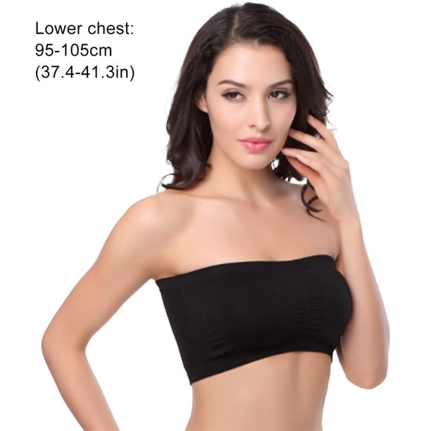 Wireless Bra Strapless Bras Bust Bandeau Padded Seamless Tube Top Intimate  with Good Elasticity Basic Style for Evening Dress black