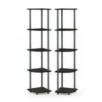 Furinno Multipurpose 11.6"W x 11.6"D x 57.7"H 5-Shelf Decorative Shelves, Black and Gray, 2 Count
