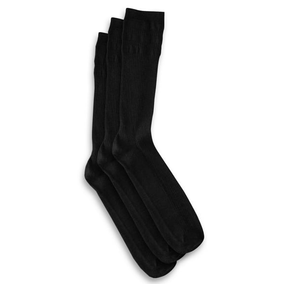 Harbor Bay by DXL Big and Tall Men's Non-Elastic Crew Socks, Black, 13-16, Pack of 3