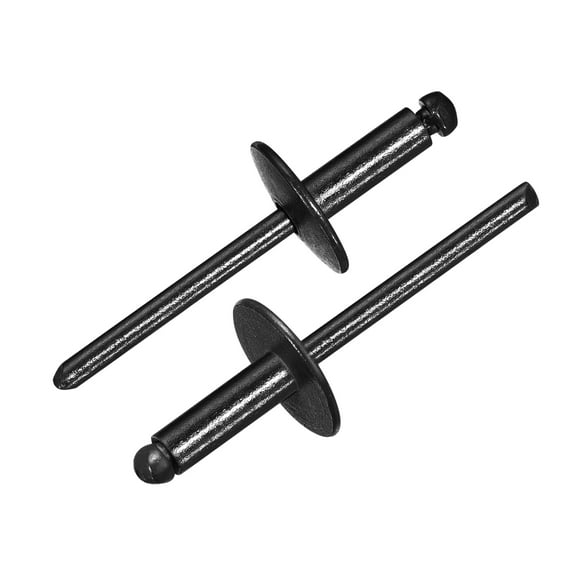 Uxcell 50Pcs 3/16"x1/2" Aluminum Blind Rivets, Large Flange Rivets Fasteners, Black