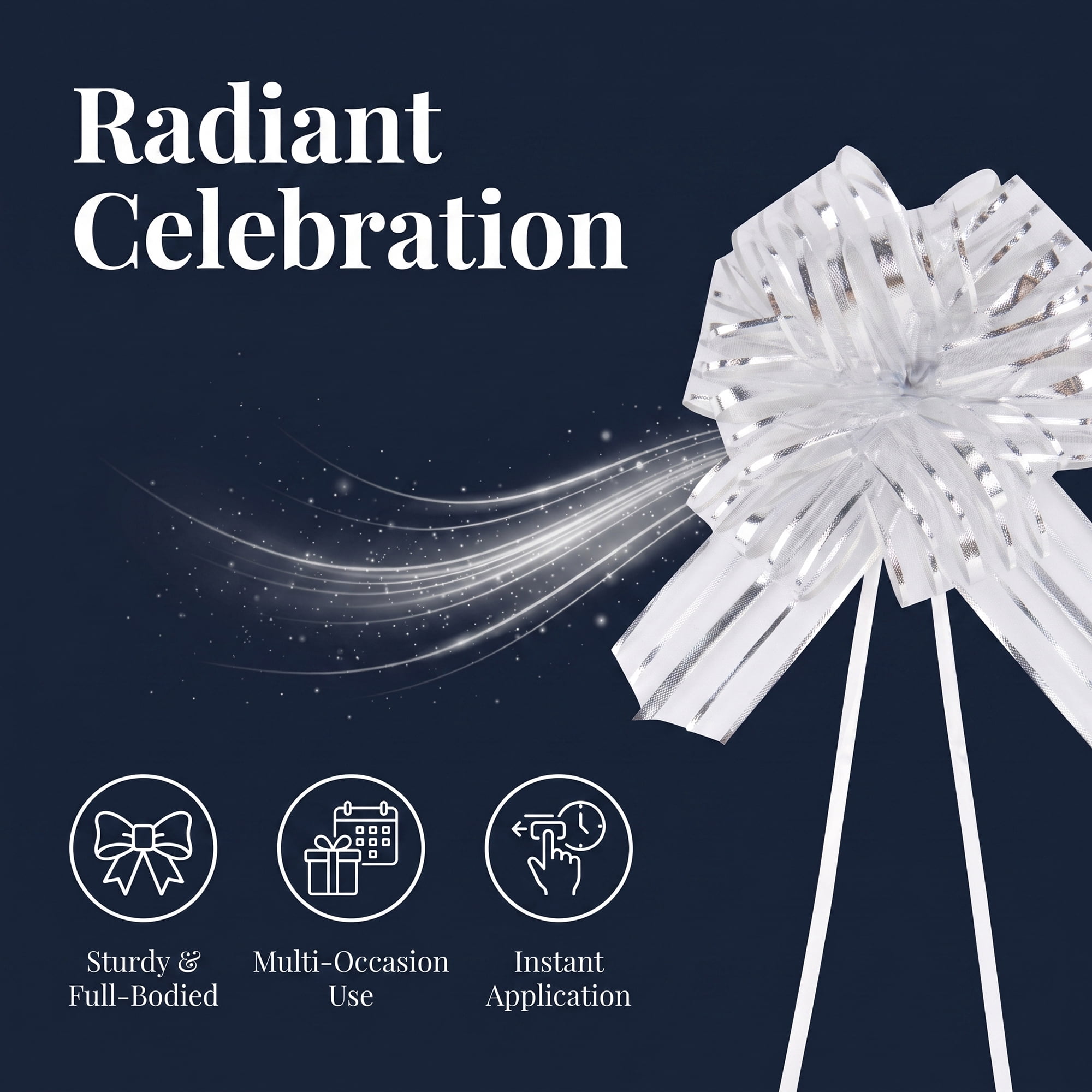 Unique Bargains Crush-Resistant Ribbon Bow for Birthday and Special Occasions Silver