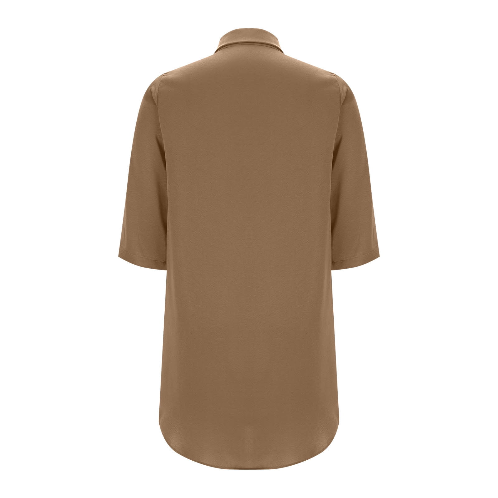 JGGSPWM Women's Casual Button Down Maxi Shirt Dress 3/4 Sleeve Solid Turn Down Collar Shirt Tunic Long Dress Brown L