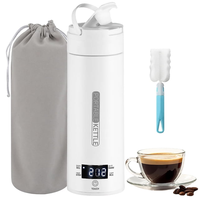 Travel Kettle Portable Electric Kettle,400ml Personal Hot Water Boiler With 4 Smart Tempe Preset,304 Stainless Steel Electric Travel Kettle with Auto