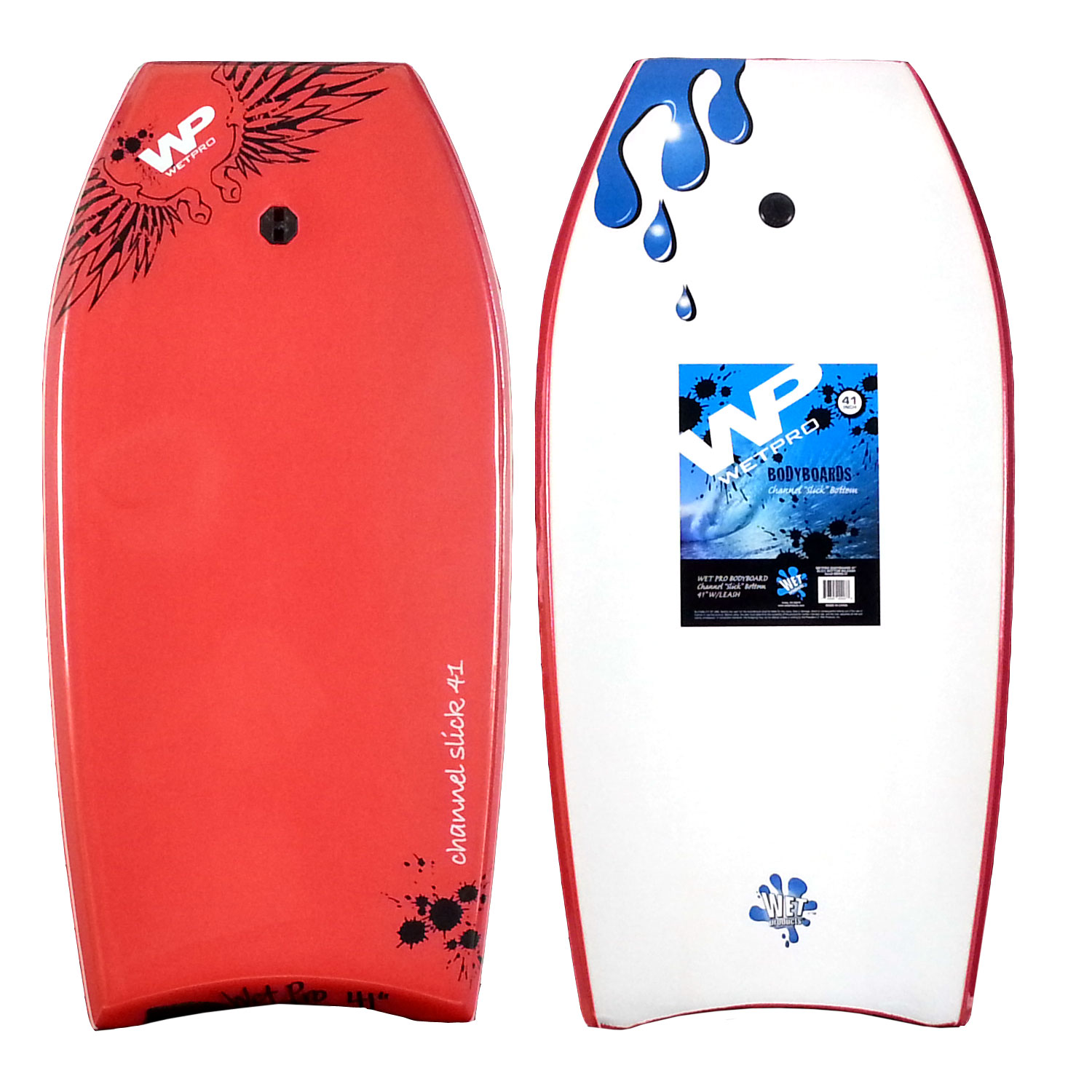 Wet Pro 42 Bodyboard Red deck, Red rails, White bottom