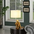 thumbnail image 4 of 25.5" Golden Monkey Table Lamp – Polyresin Figurine Base, White Drum Shade, Gold Accents – Whimsical Lighting for Living Room or Bedroom, 4 of 4