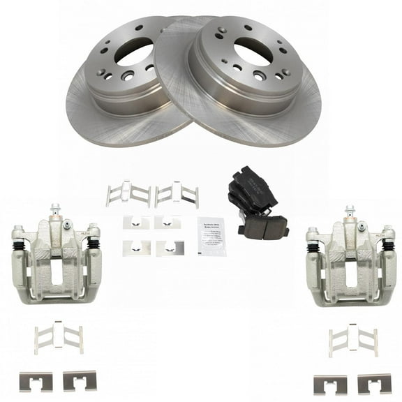 TRQ Rear Ceramic Brake Pad, Rotor & Caliper Kit for Acura TL Honda Element BKA14379