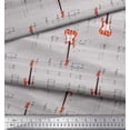 thumbnail image 2 of Soimoi Gray Heavy Satin Fabric Notes & Guitar Musical Instrument Fabric Prints By Yard 54 Inch Wide, 2 of 3