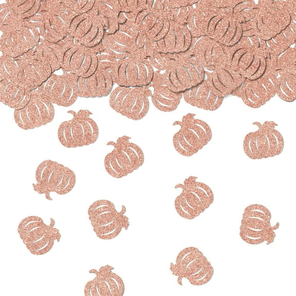 Little Pumpkin Confetti, Thanksgiving Party Decorations for Table, Pumpkin Baby Shower Thanksgiving Autumn Fall Wedding Party Supplies, Rose Gold Glitter 120Pcs