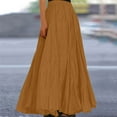 thumbnail image 2 of Jupes pour Femmes Mode Décontractée Taille Haute Robe Longue Vintage Unie Vêtements d'Été Café L, 2 of 5