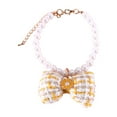 thumbnail image 6 of Pebbuoy Pet Collar Faux Pearl Pet Necklace with Bow Decorations Adjustable Cat Neck Circle Jewelry Pet Supplies, 6 of 7