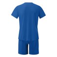 thumbnail image 6 of Men's Spring Summer 2-Piece Outfit, Casual Muscle Fit Short Sleeve Tee and Classic Fit Sport Shorts, Lightweight Tracksuit For Sports and Leisure,Blue,5XL, 6 of 6