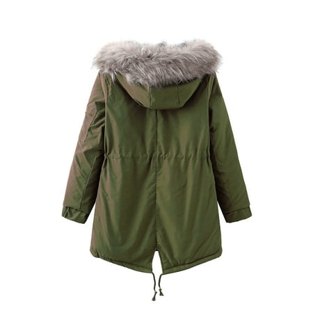 

Trench Coats for Women Fall Jackets for Women Women s Winter Long Thickening And Velvet Keeping Warm Casual Coat with Hat Womens Cardigan on Sales Bomber Jacket Women Army Green S