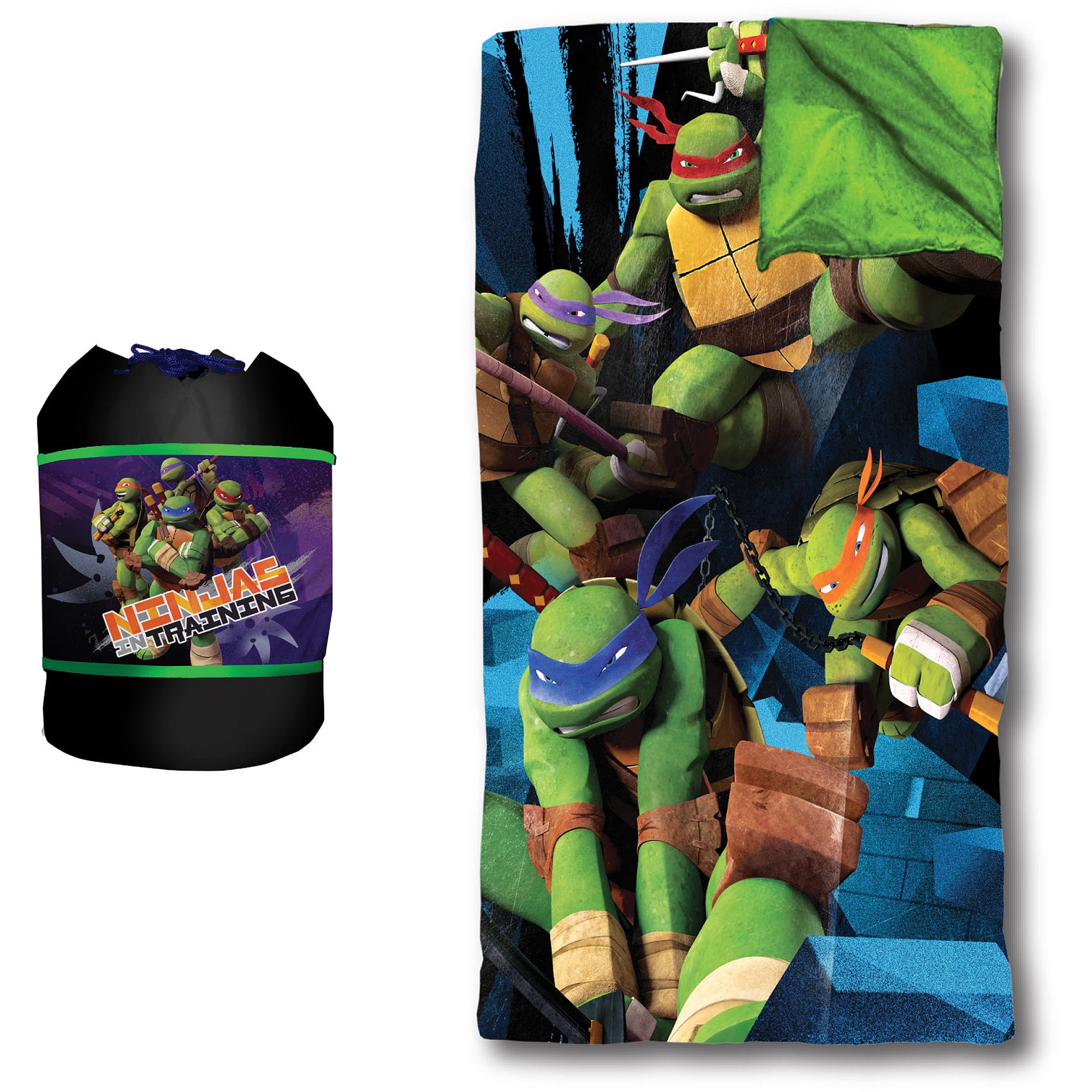 Camping Slumber Sleeping Bag New Backpack Tmnt Ninja Turtle Green Age 3