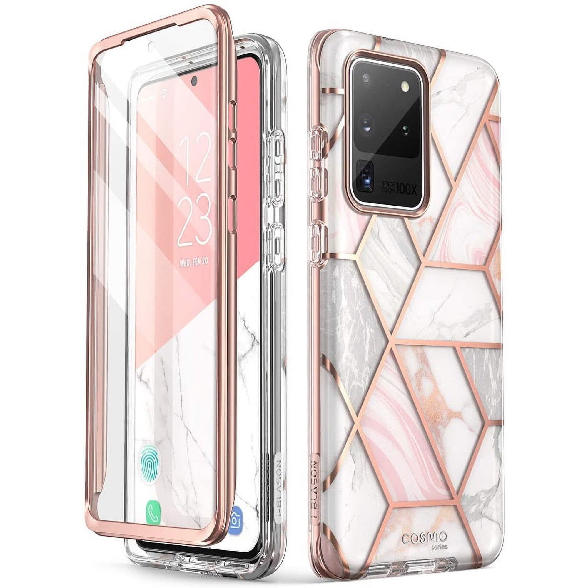 i-Blason Cosmo Series Case for Samsung Galaxy S20 Ultra 5G (2020 Release), Slim Stylish Protective Case with Built-in Screen Protector (Marble)