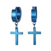 thumbnail image 5 of OIDEA Vintage Stainless Steel Hinged Huggie Cross Dangle Hoop Earrings-Blue, 5 of 5