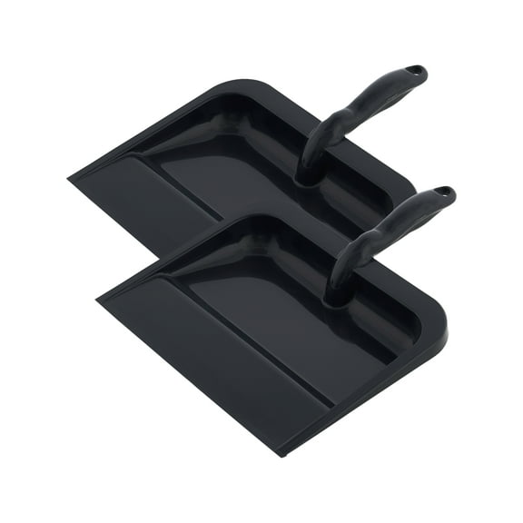 Superio Heavy Duty Plastic Dustpan with Comfort Grip Handle Black, Durable, Lightweight Multi Surface Dust Pan Easy Broom Sweeping, 10 inches Wide, 2-Pack