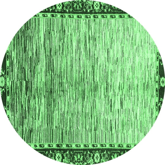 Ahgly Company Indoor Round Abstract Emerald Green Modern Area Rugs, 4' Round