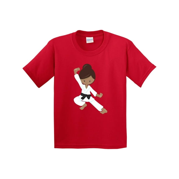 Inktastic African American Girl, Black Belt, Karate Girl Youth T-Shirt
