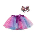 thumbnail image 3 of YUGYXL Kids Baby Girls Tutu Skirt Toddler Rainbow Flower Tulle Skirts Bowknot Pleated Mesh Skirt Holiday Gift for GirlPurple,2-4 Years, 3 of 6