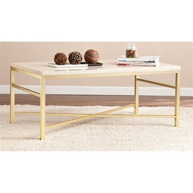 SEI Furniture Table Basse en Métal Orinda en Travertin