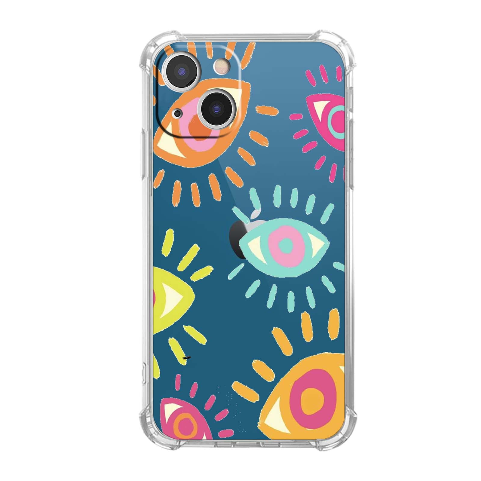 Abstract Eyes Painting Clear Case for iPhone 13 Mini,Transparent Soft TPU Bumper Full Cover Case
