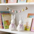 thumbnail image 4 of Sktrjpolfis Easter Ceramic Rabbit Figurine with Bow Pink Purple Home Table Decor Easter Decor, 4 of 5