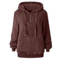 thumbnail image 4 of Clearance asdoklhq Womens Plus Size Tops Clearance, Women's Zipper V-Neck Pullover Tops Long Sleeve Hooded Blouse Sweatshirt, 4 of 6