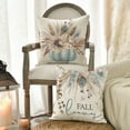 thumbnail image 4 of Sm:)e Blue Pumpkin Autumn Fall Thanksgiving Throw Pillow Covers, 18 x 18 Inch Seasonal Cushion Case for Sofa Couch Set of 4, 4 of 6