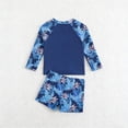 thumbnail image 4 of lnmuld Toddler Boys 2-Piece Swim Set, UPF 50+ Long Sleeve Rash Guard Shirt & Swim Trunks, Maple Leaf Letter Print Size:9-12 Months, 4 of 7