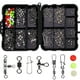 thumbnail image 3 of Kit de 141 piezas de eslabones giratorios de pesca, aparejos de pesca con broches, conector de línea enrollable Estuche negro, 3 of 9