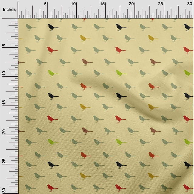 oneOone Silk Tabby Fabric Artistic Bird Print Sewing Fabric BTY 42 Inch Wide