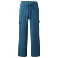 thumbnail image 4 of Bcfgryg Male Casual Solid Trouser Full Length Side Pockets Drawstring Pant Trouser Men's Straight Leg Casual Pants, 4 of 5