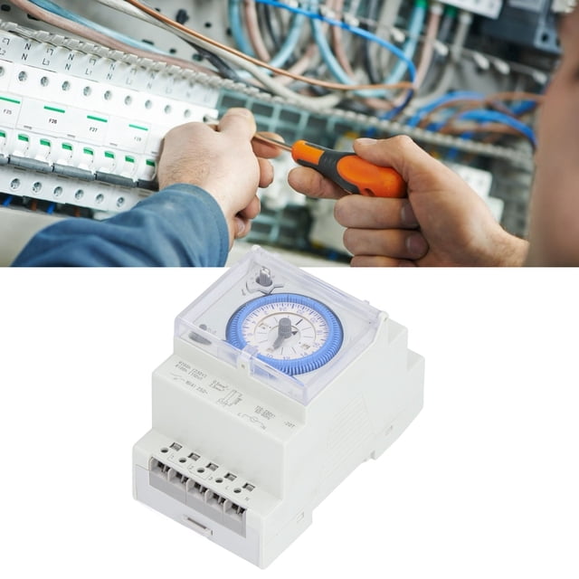 Mechanical Timer, Memory Function Time Switch 3 Module Segment Accurate DIN Rail with Power Reserve for Indoor for Lamp for Light