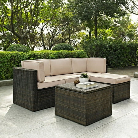Crosley Furniture KO70011BR-SA Palm Harbor 5-Piece Resin Wicker Crosley Furniture KO70011BR-SA Palm Harbor 5-Piece Resin Wicker Outdoor Sectional Seating Set - Crosley Furniture KO70011BR-SA Palm Harbor 5-Piece Resin Wicker