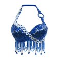 thumbnail image 2 of Moda para mujer Halter Top Lentejuelas con Flecos acolchado Ropa de danza del vientre , Yinane Sujetador de traje de baile, 2 of 8
